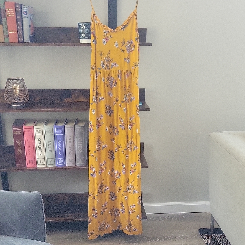 Xhilaration Yellow Floral Maxi Dress
